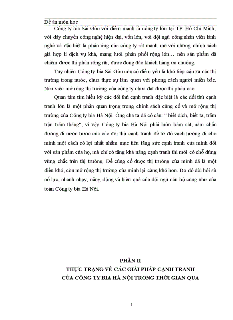 image for page Thực trạng về cạnh tranh trên thị trường BIA tại Miền Bắc và một số giải pháp trong cạnh tranh của công ty Bia Hà Nội