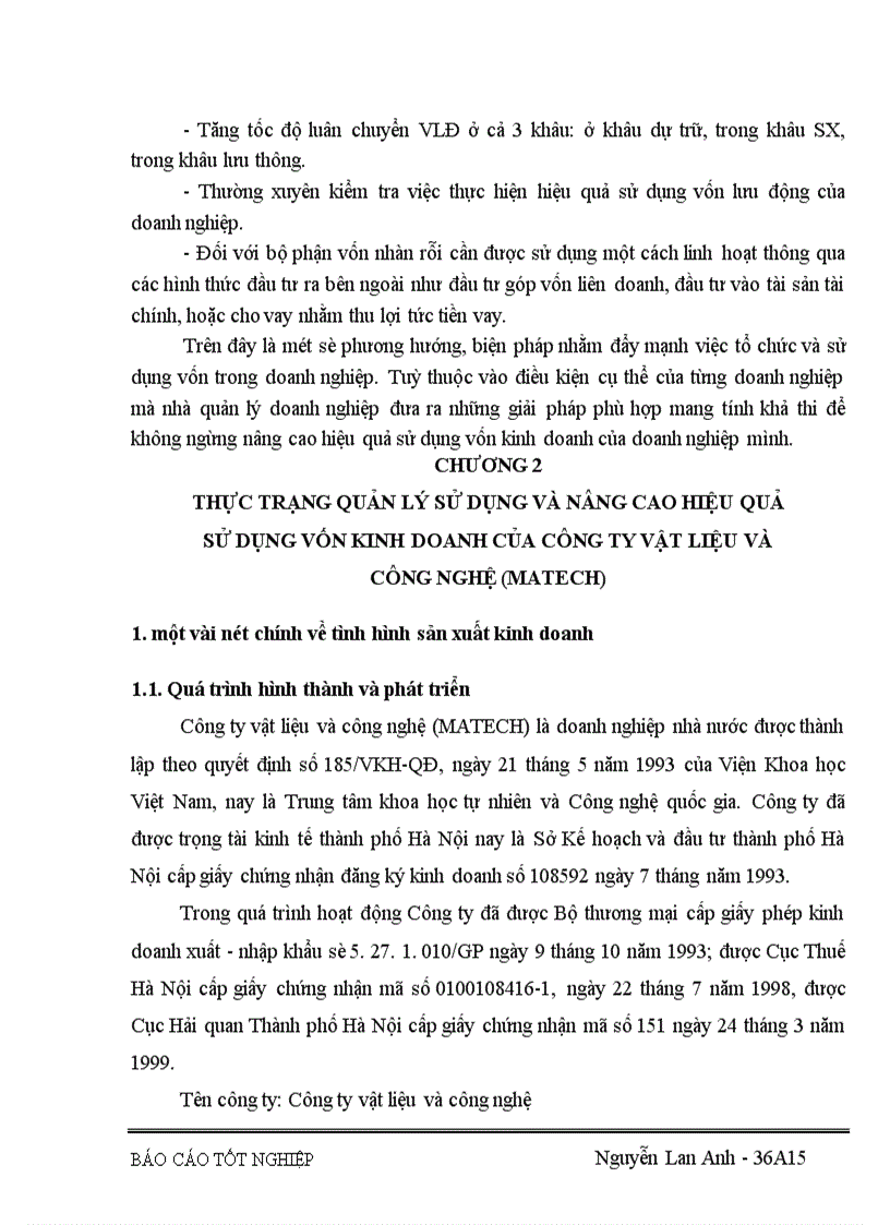 image for page Vốn kinh doanh và những biện pháp nâng cao hiệu quả sử dụng vốn kinh doanh ở Công ty vật liệu và công nghệ 1