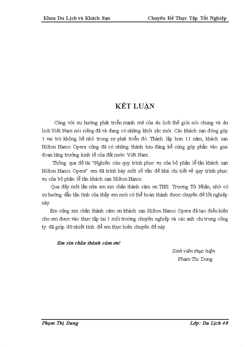 image for page Nghiên cứu quy trình phục vụ của bộ phận lễ tân khách sạn Hilton Hanoi opera