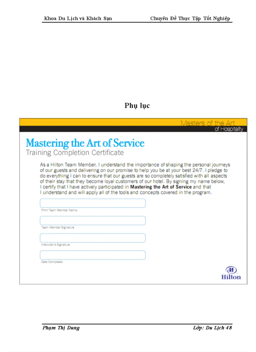 image for page Nghiên cứu quy trình phục vụ của bộ phận lễ tân khách sạn Hilton Hanoi opera