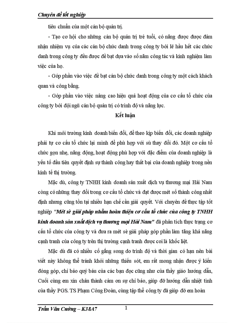 image for page Hoàn thiện cơ cấu tổ chức tại công ty TNHH kinh doanh sản xuất dịch vụ thương mại Hải Nam