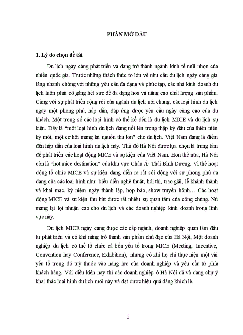 image for page Cơ sở lý luận kinh doanh du lịch MICE và sự kiện tại Hà Nội