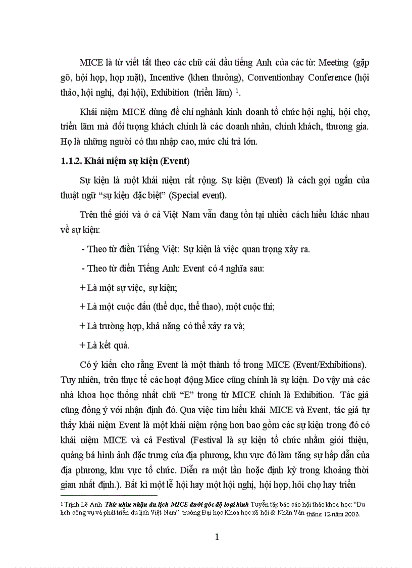 image for page Cơ sở lý luận kinh doanh du lịch MICE và sự kiện tại Hà Nội