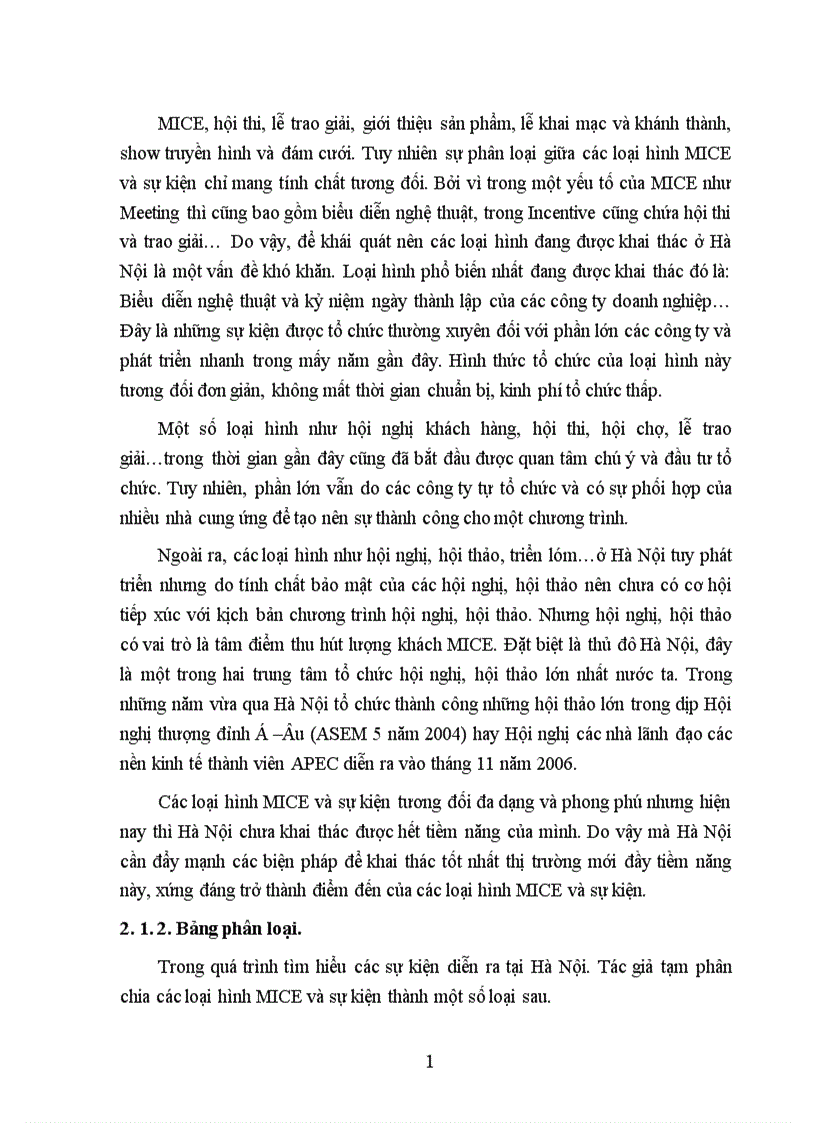 image for page Cơ sở lý luận kinh doanh du lịch MICE và sự kiện tại Hà Nội