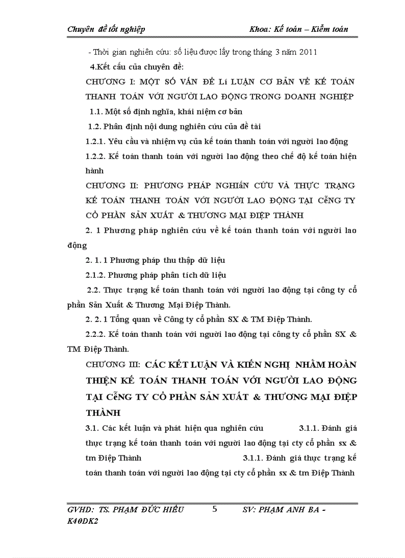 Kế toán thanh toa n vơ i ngươ i lao đô ng tại công ty cổ phần sản xuất thương mại Điệp Thành