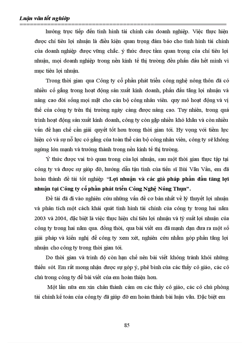image for page Lợi nhuận và các giải pháp góp phần tăng lợi nhuận tại Công ty cổ phần phát triển công nghệ nông thôn