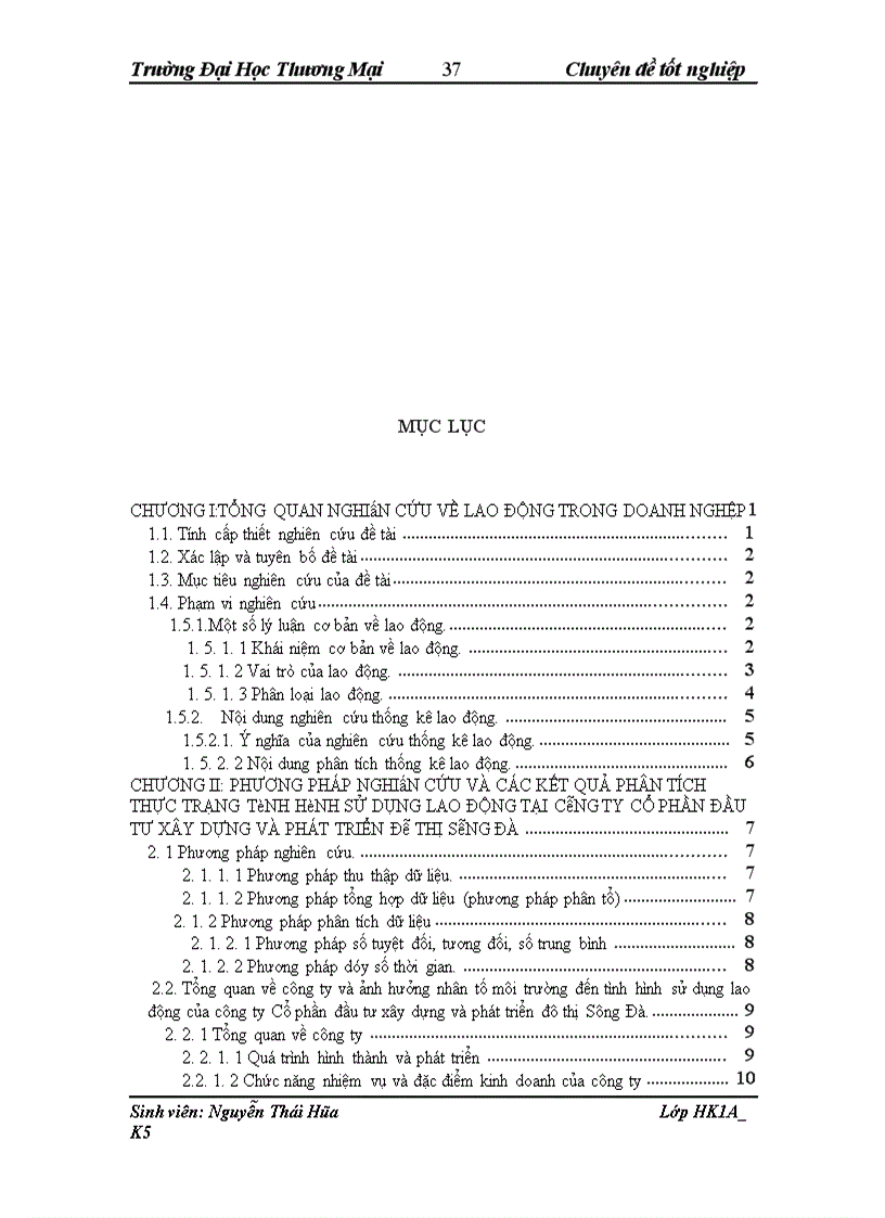 image for page Phân tích thống kê tình hình sử dụng lao động tại công ty Cổ phần đầu tư xây dựng và phát triển đô thị Sông Đà