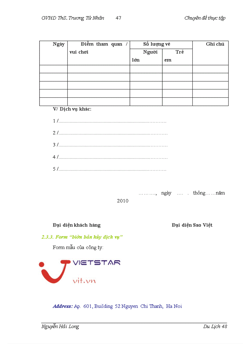 image for page Hoàn thiện quy trình điều hành chương trình du lịch nội địa tại công ty Đầu tư và Du lịch Sao Việt