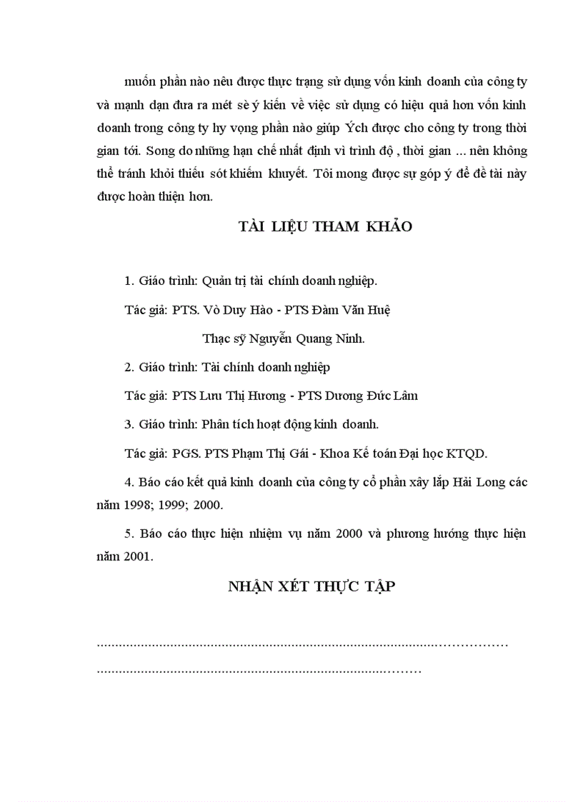 image for page Hiệu quả sử dụng vốn của Công ty Cổ phần Xây Lắp Hải Long