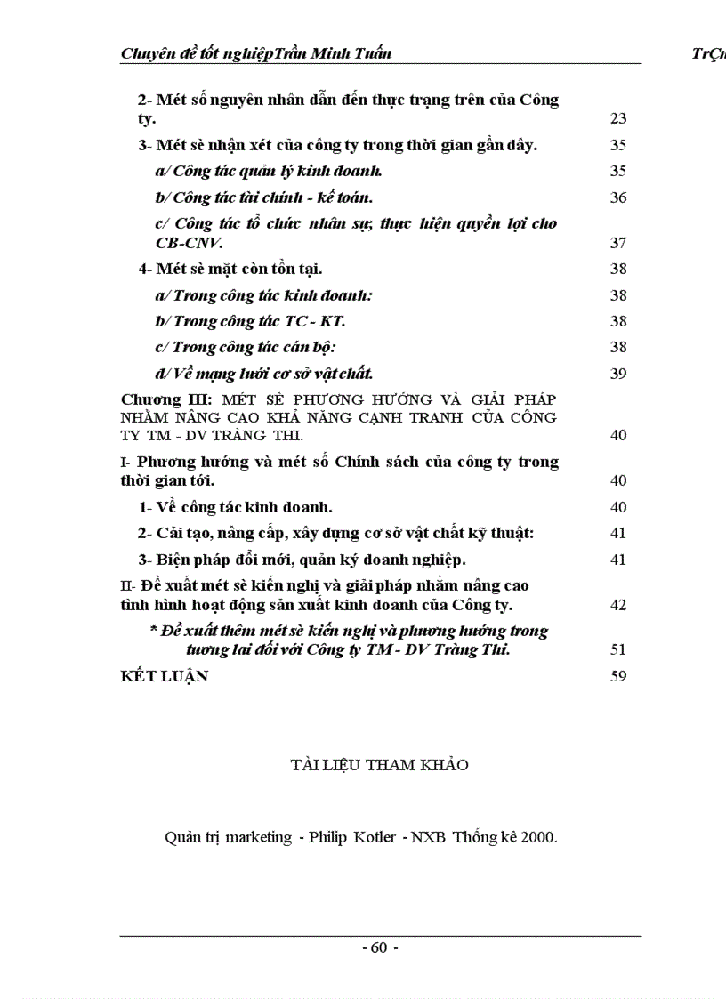 image for page Một số giải pháp marketing nhằm hoàn thiện và nâng cao mức độ thỏa mãn khách hàng của Công ty TM DV Tràng Thi 1