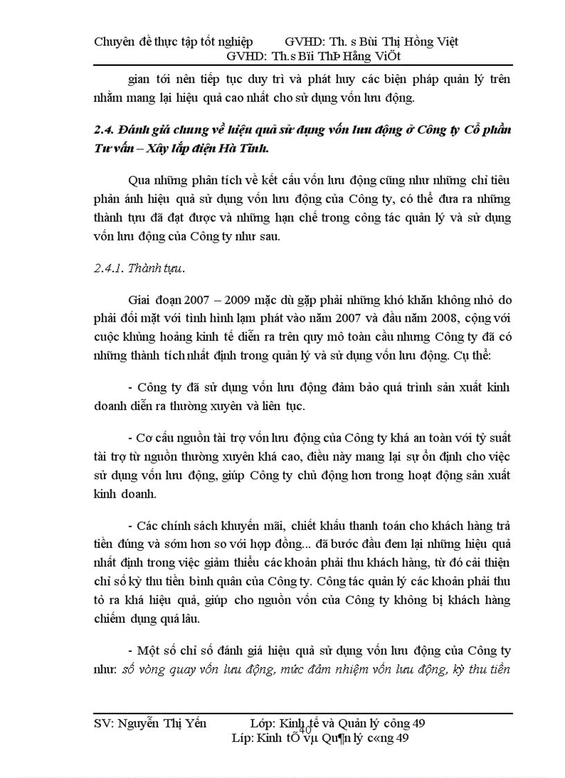 image for page Một số giải pháp nhằm nâng cao hiệu quả sử dụng vốn lưu động tại Công ty Cổ phần Tư vấn Xây lắp điện Hà Tĩnh 1