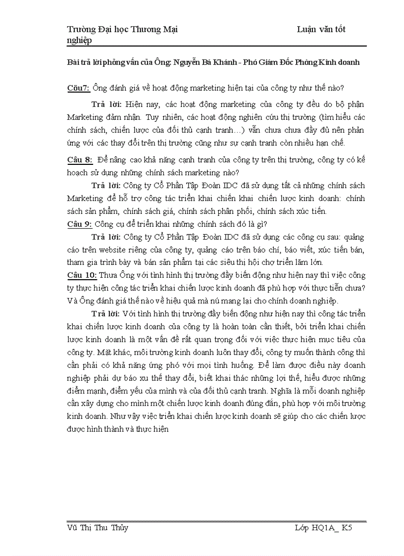 image for page Giải pháp marketing tăng cường hiệu lực triển khai chiến lược kinh doanh của Công ty Cổ Phần Tập Đoàn IDC