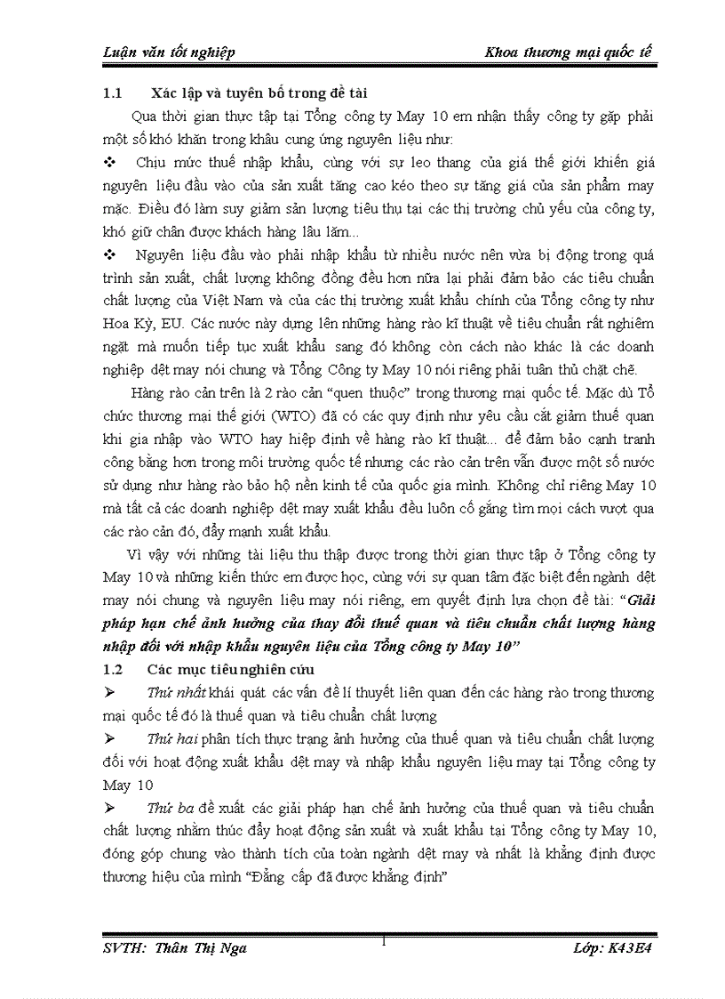 image for page Giải pháp hạn chế ảnh hưởng của thay đổi thuế quan và tiêu chuẩn chất lượng hàng nhập đối với nhập khẩu nguyên liệu của Tổng công ty May 10