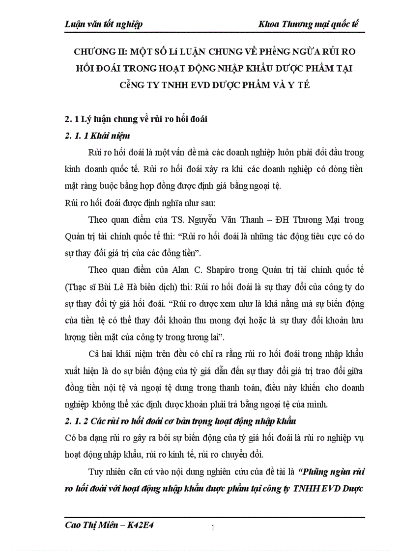 image for page Phòng ngừa rủi ro hối đoái trong hoạt động nhập khẩu Dược phẩm tại công ty TNHH EVD Dược phẩm và Y tế