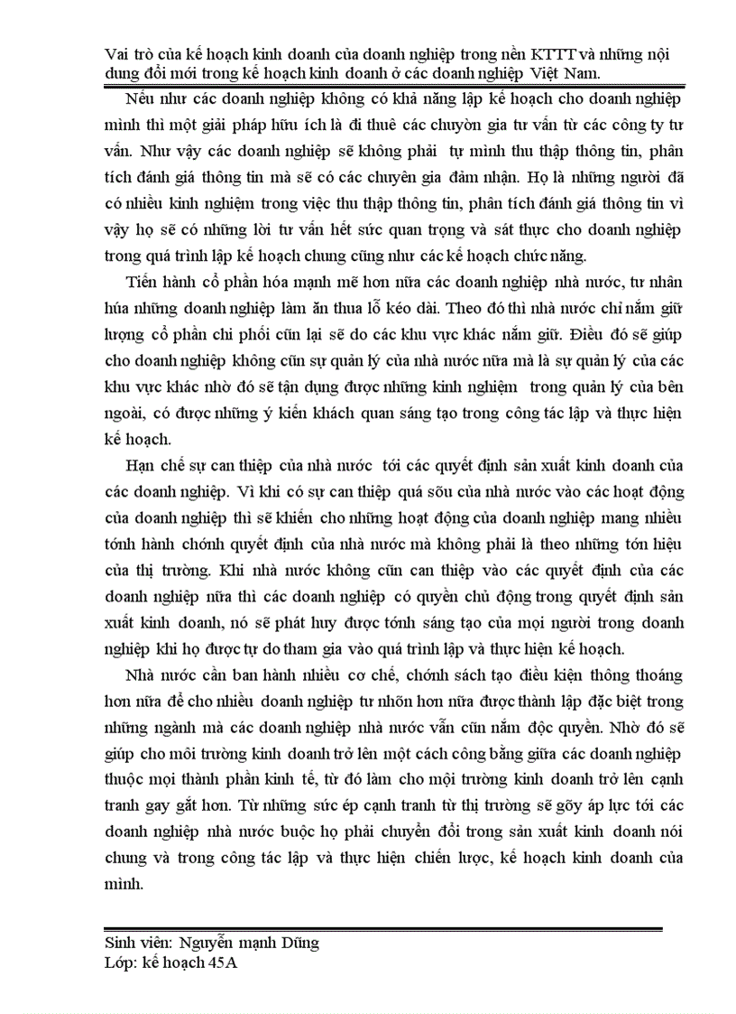 image for page Vai trò của kế hoạch kinh doanh của doanh nghiệp trong nền KTTT và những nội dung đổi mới trong kế hoạch kinh doanh ở các doanh nghiệp Việt Nam 1