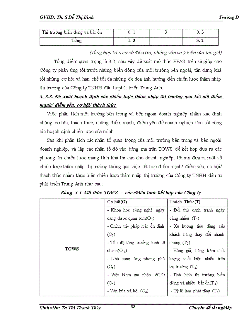 image for page Phân tích TOWS chiến lược thâm nhập thị trường của Công ty TNHH đầu tư phát triển Trung Anh tại Hà Nội