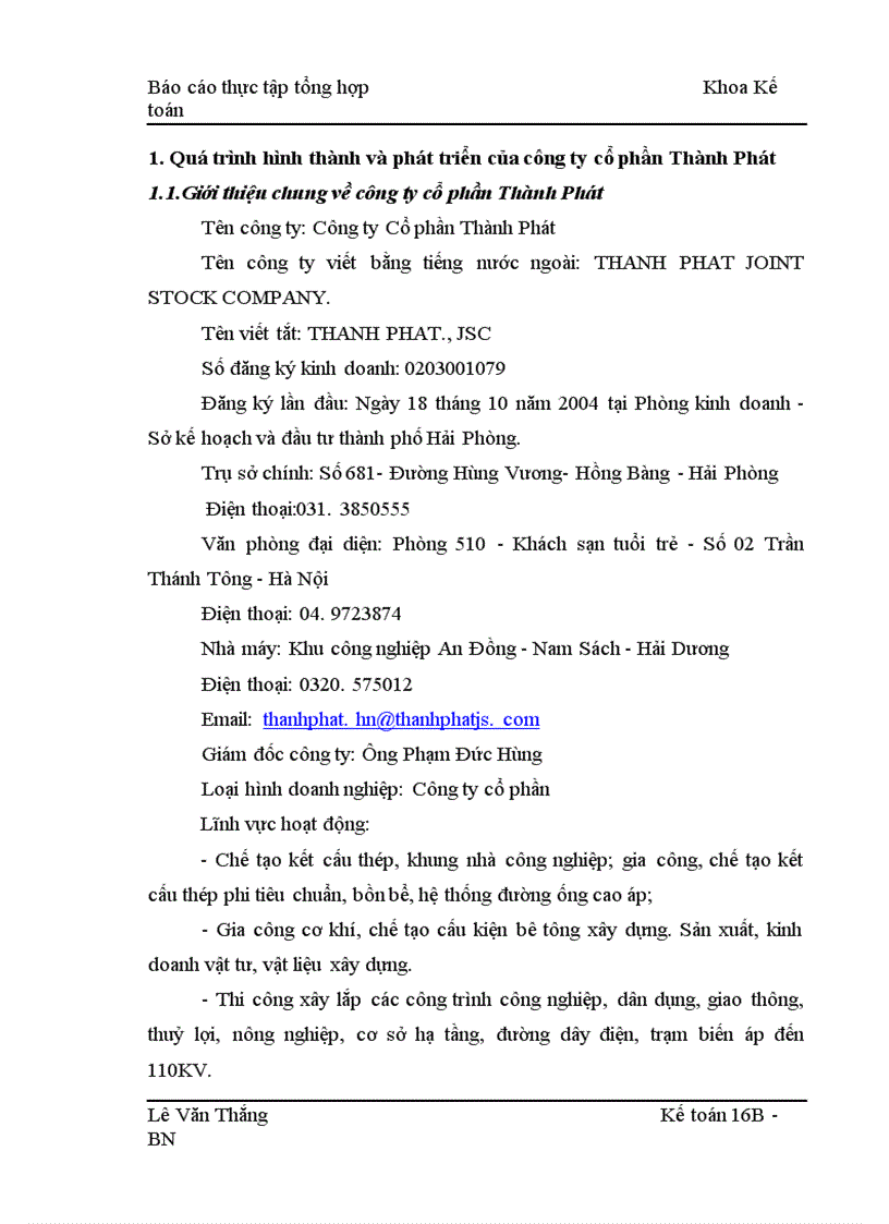 image for page Báo cáo thực tập tổng hợp Khoa Kế toán công ty cổ phần Thành Phát