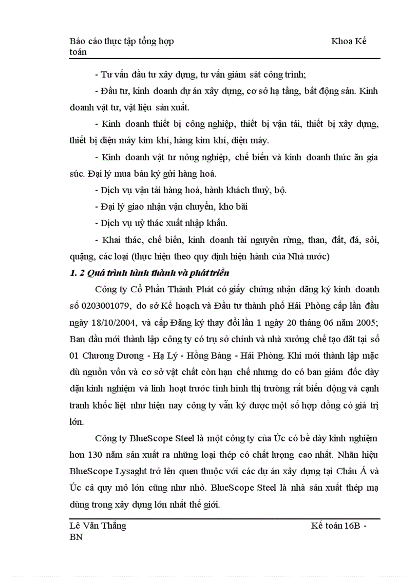image for page Báo cáo thực tập tổng hợp Khoa Kế toán công ty cổ phần Thành Phát
