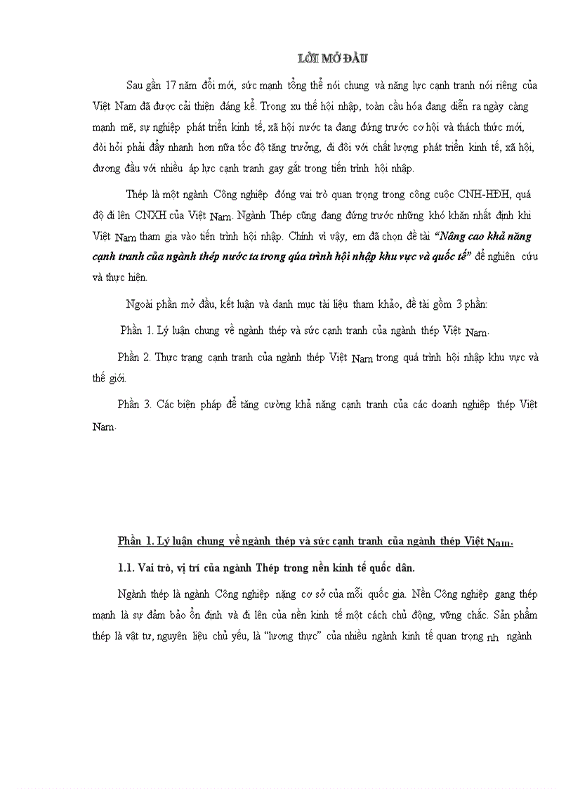 image for page Nâng cao khả năng cạnh tranh của ngành thép nước ta trong qúa trình hội nhập khu vực và quốc tế