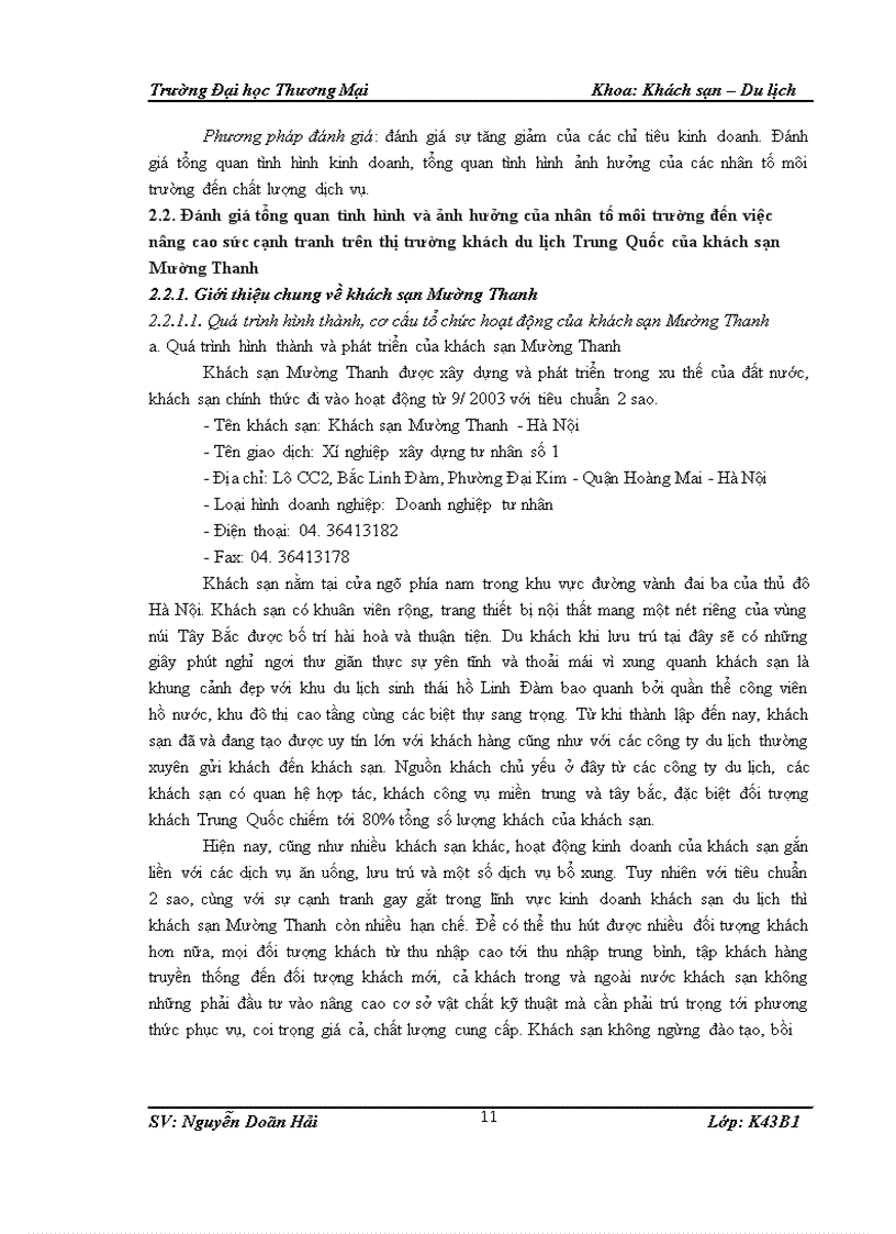 image for page Giải pháp nâng cao sức cạnh tranh marketing trên thị trường khách du lịch Trung Quốc của khách sạn Mường Thanh