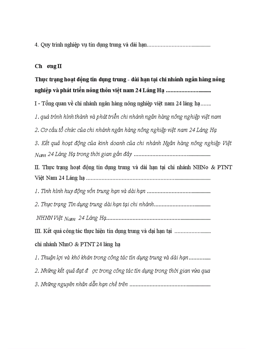 image for page Giải pháp nâng cao chất lượng tín dụng trung dài hạn tại chi nhánh NHNo PTNT 24 Láng Hạ