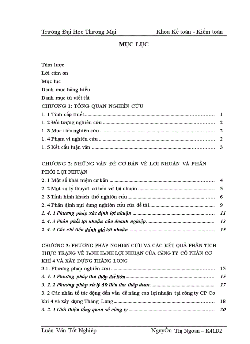 image for page Phương pháp nghiên cứu và các kết quả phân tích thực trạng về tình hình LN tại công ty CP cơ khí 4 và xây dựng Thăng Long