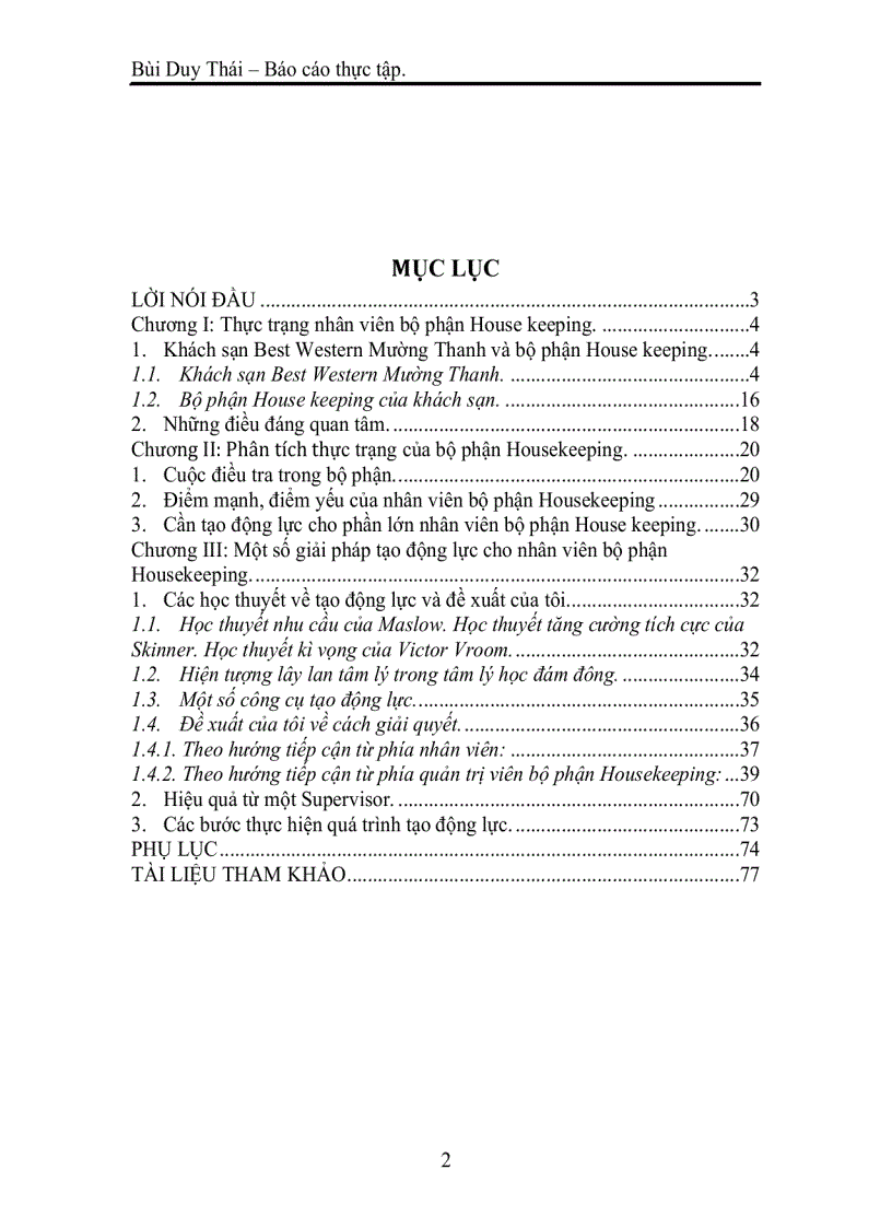 image for page Tạo động lực cho nhân viên bộ phận Housekeeping khách sạn Best Western Mường Thanh Hà Nội 1