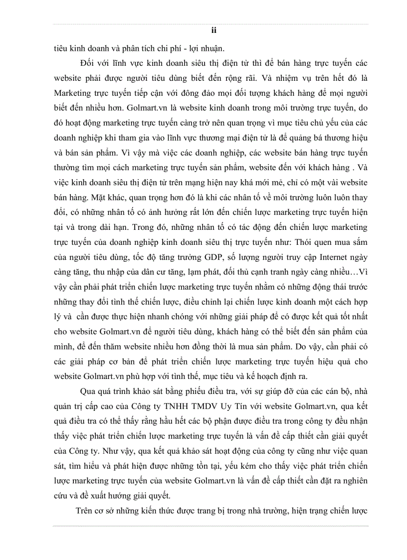 image for page Phát triển chiến lược marketing trực tuyến của website Golmart vn