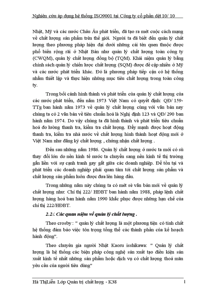 image for page Nghiên cứu áp dụng hệ thống ISO9001 tại công ty cổ phần dệt 10 10