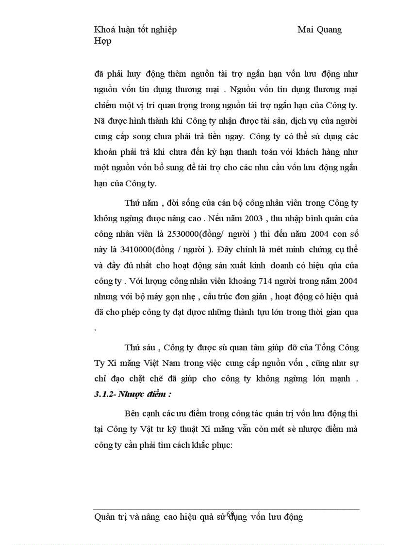 image for page Quản trị và nâng cao hiệu quả sử dụng vốn lưu động tại Công ty Vật tư kỹ thuật Xi măng 1