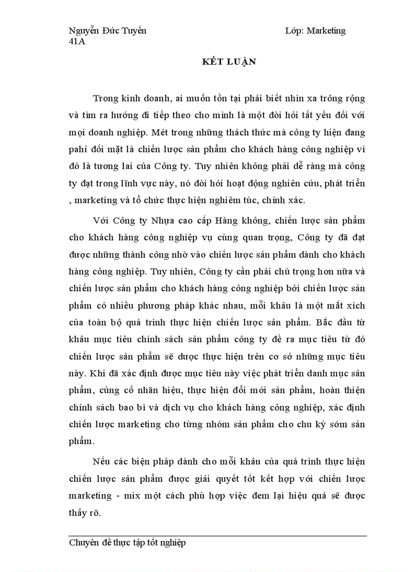 image for page Chiến lược sản phẩm cho khách hàng công nghiệp tại Công ty Nhựa cao cấp Hàng Không 1