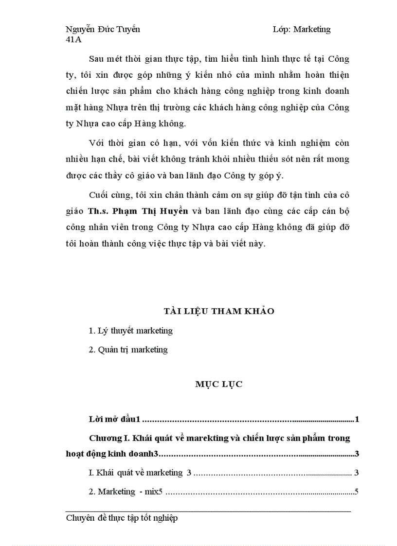 image for page Chiến lược sản phẩm cho khách hàng công nghiệp tại Công ty Nhựa cao cấp Hàng Không 1