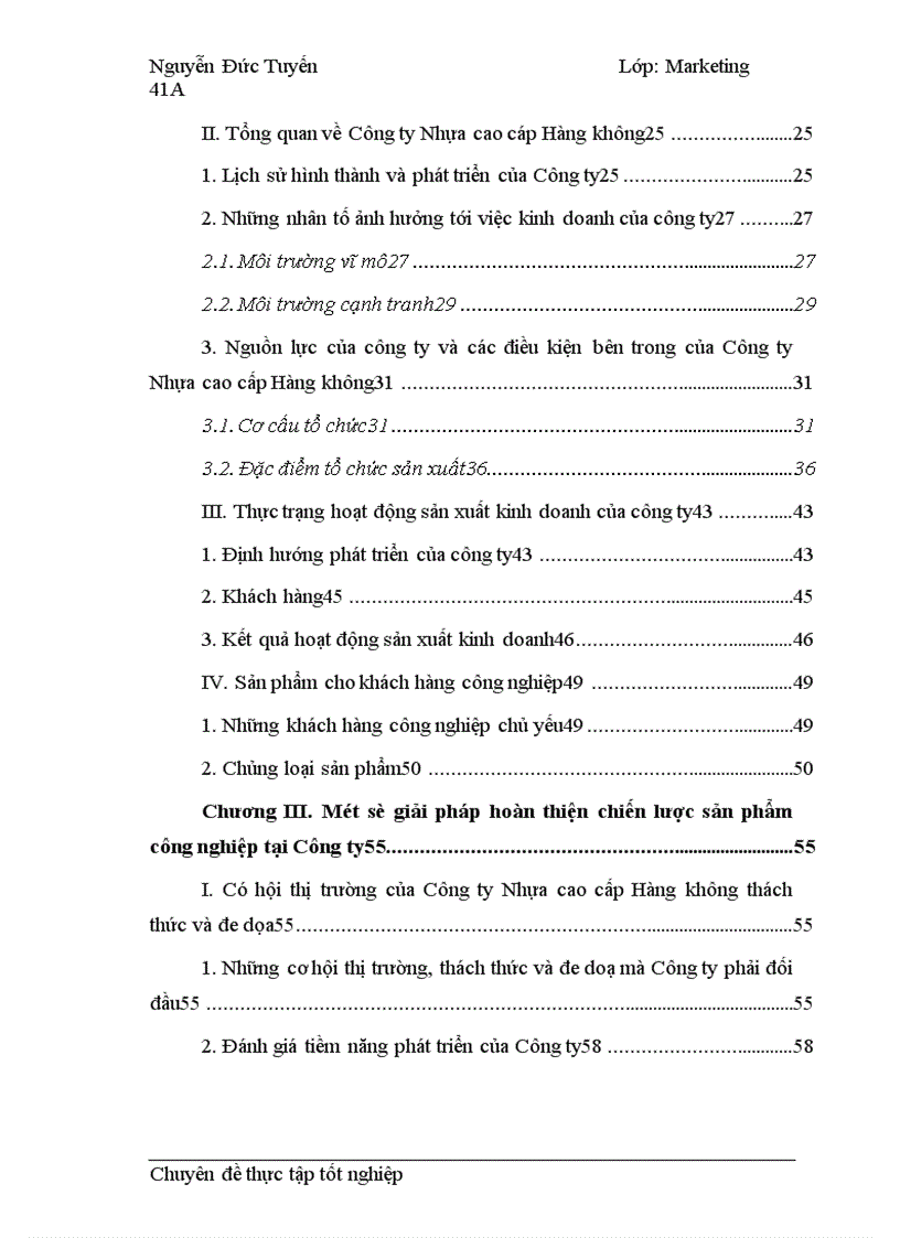 image for page Chiến lược sản phẩm cho khách hàng công nghiệp tại Công ty Nhựa cao cấp Hàng Không 1