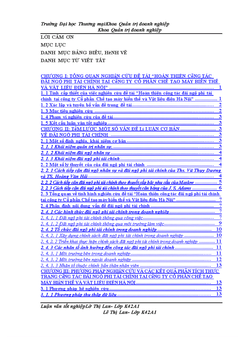 image for page Hoàn thiện công tác đãi ngộ phi tài chính tại công ty Cổ phần Chế tạo máy biến thế và Vật liệu điện Hà Nội 1