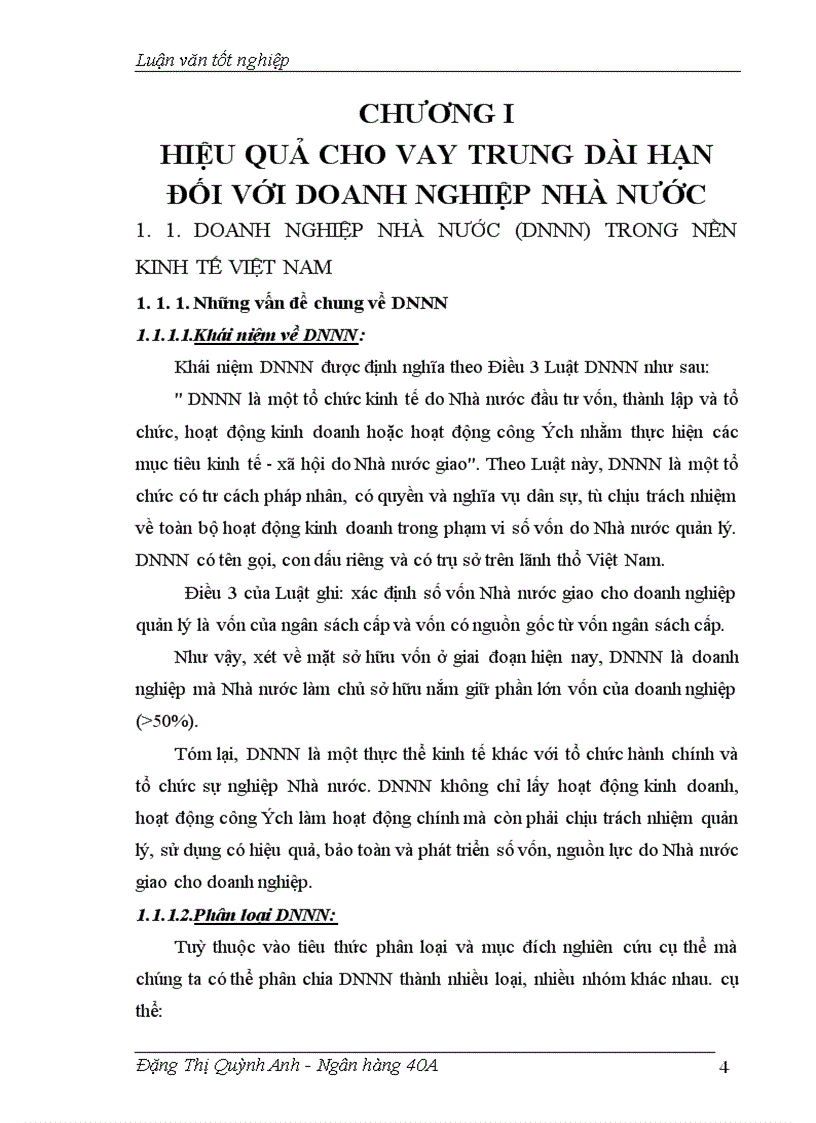 Hiệu quả cho vay trung dài hạn đối với doanh nghiệp nhà nước tại Ngân hàng Ngoại thương Việt Nam