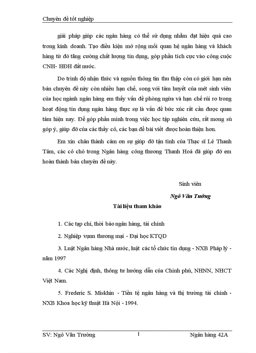 image for page Giải pháp phòng ngừa và hạn chế rủi ro trong cho vay tại ngân hàng công thương Thanh Hoá 1
