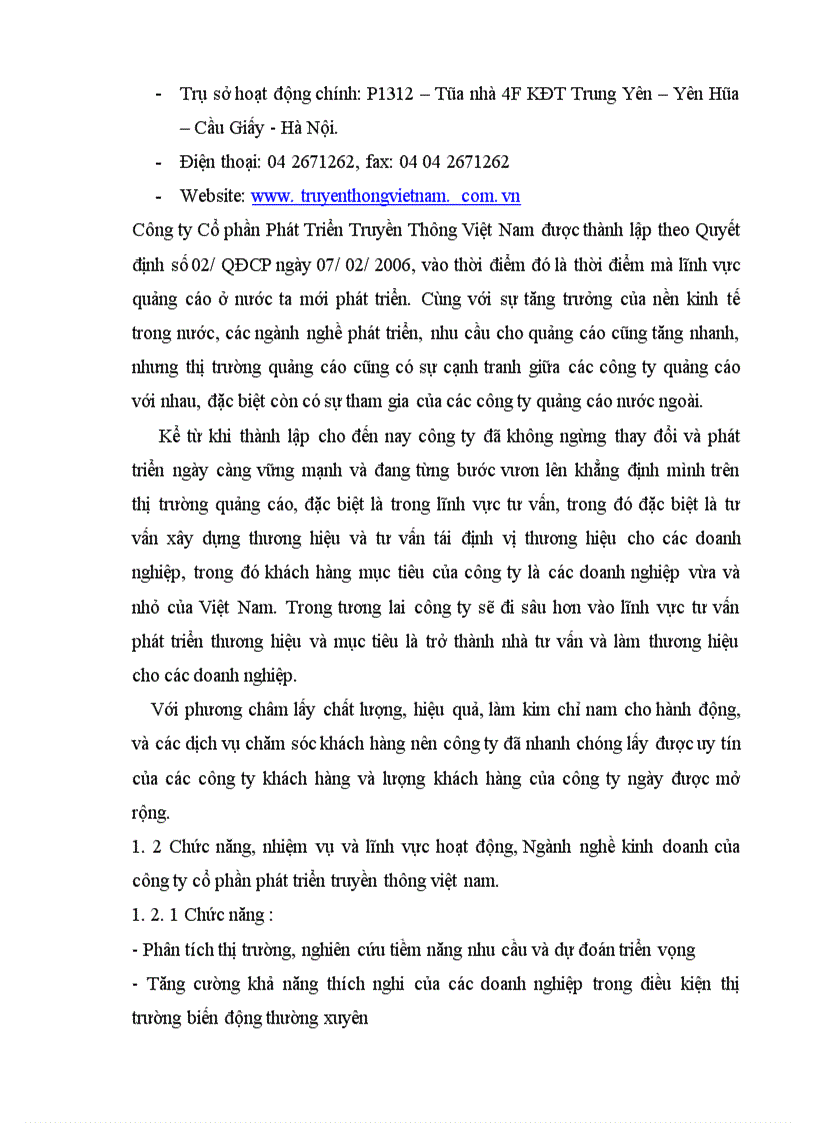 Các giải pháp phát triển hoạt động maketing truyền thông của Công ty Cổ phần phát triển truyền thông Việt Nam