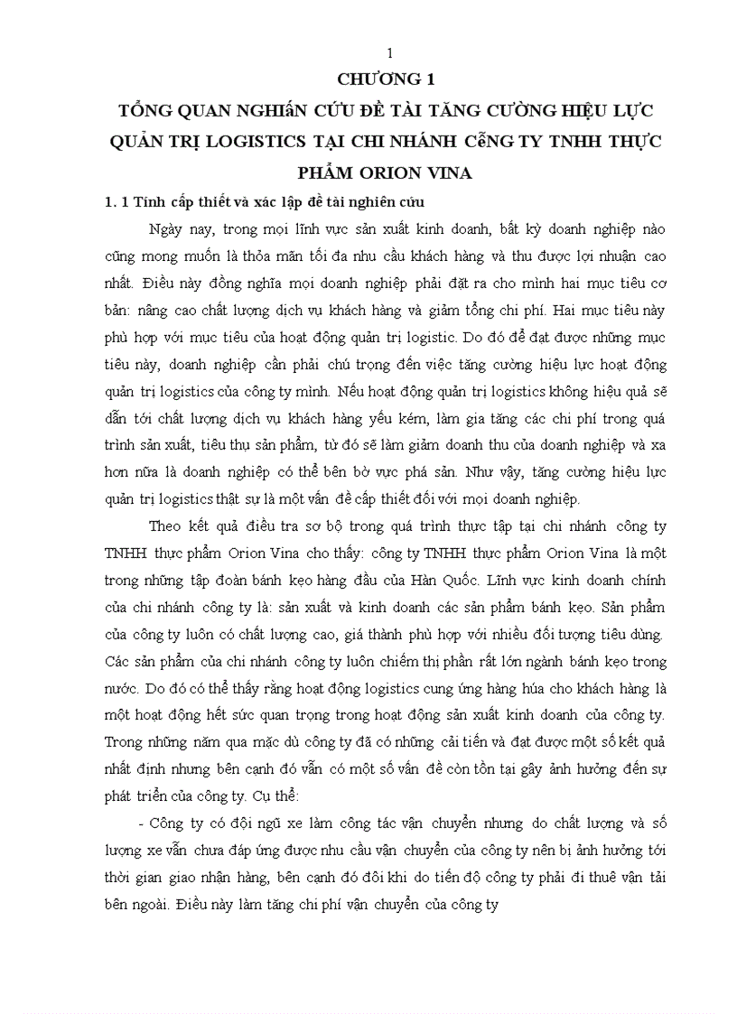 image for page Tăng cường hiệu lực quản trị logistics tại chi nhánh công ty TNHH thực phẩm Orion Vina