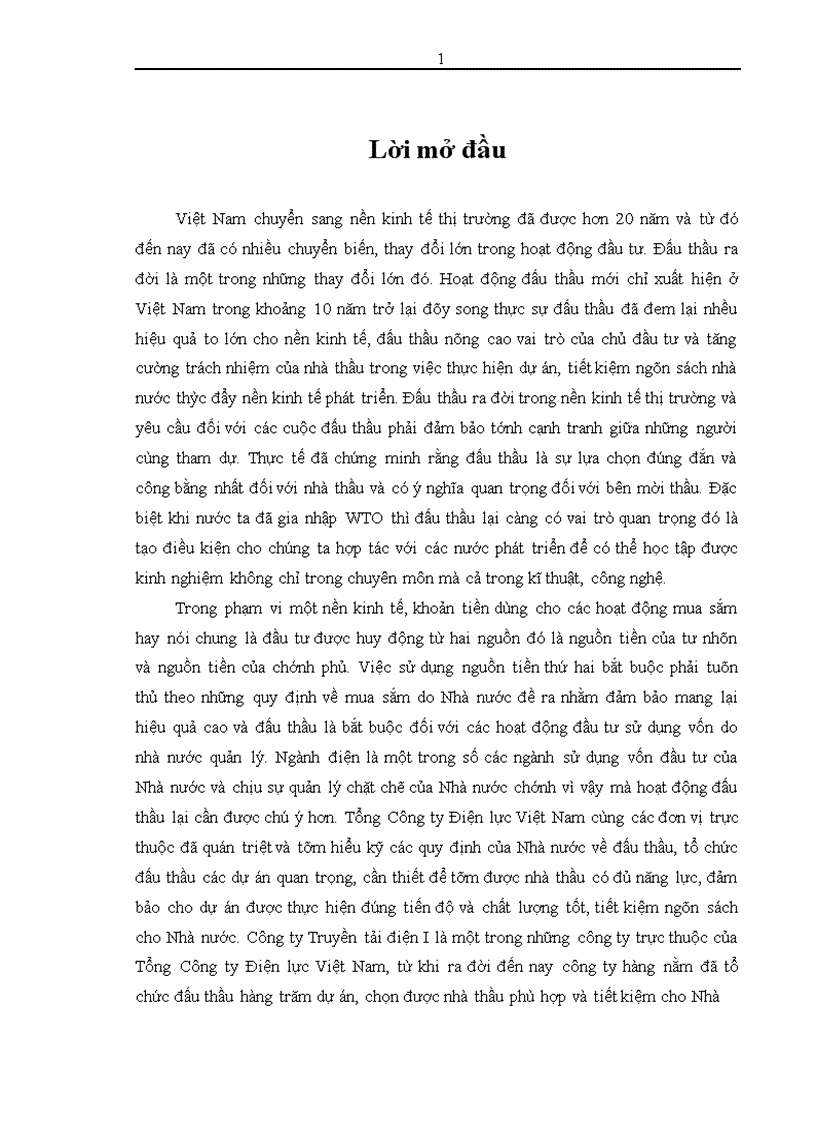 image for page Thực trạng và giải pháp nâng cao hiệu quả hoạt động tổ chức đấu thầu tại công ty Truyền tải điện I 1