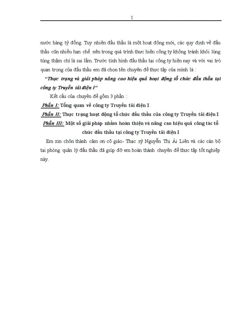 image for page Thực trạng và giải pháp nâng cao hiệu quả hoạt động tổ chức đấu thầu tại công ty Truyền tải điện I 1