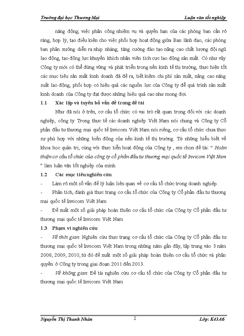 image for page Hoàn thiện cơ cấu tổ chức của Công ty Cổ phần đầu tư thương mại quốc tế Invicom Việt Nam 1