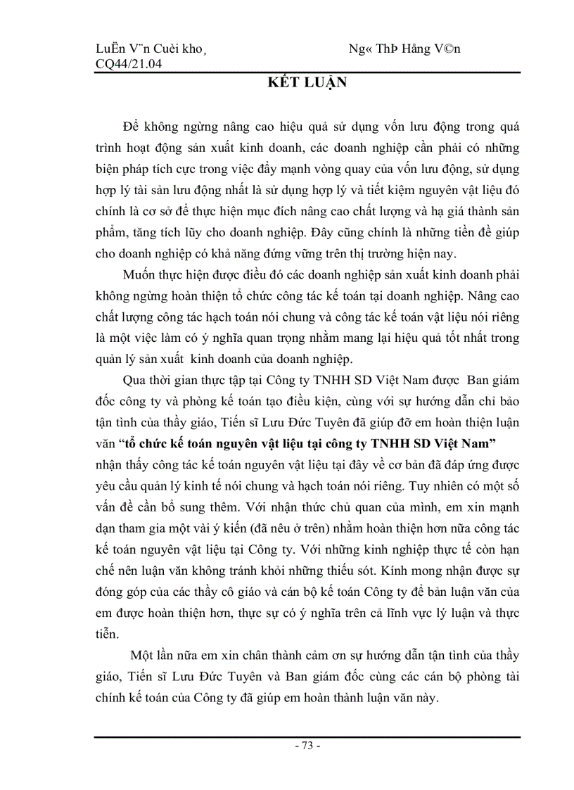 image for page Tổ chức kế toán nguyên vật liệu tại Công ty TNHH SD Việt Nam 1