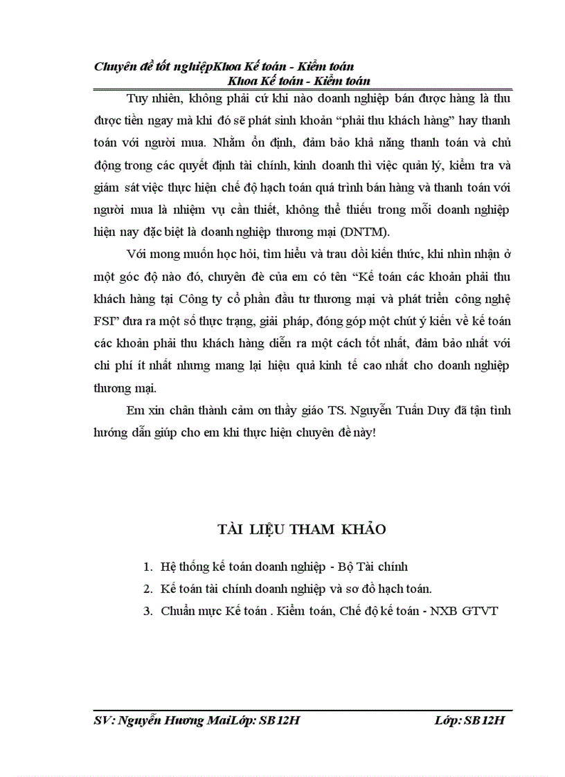 image for page Kế toán các khoản phải thu khách hàng tại Công ty Cổ phần đầu tư thương mại và phát triển công nghệ FSI 1