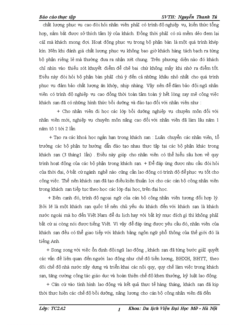 image for page Phân tích tình hình hoạt động của bộ phận ăn uống lễ tân buồng và marketing tại khách sạn