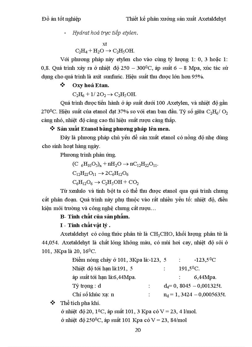 image for page Thiết kế phân xưởng sản xuất Axetaldehyt