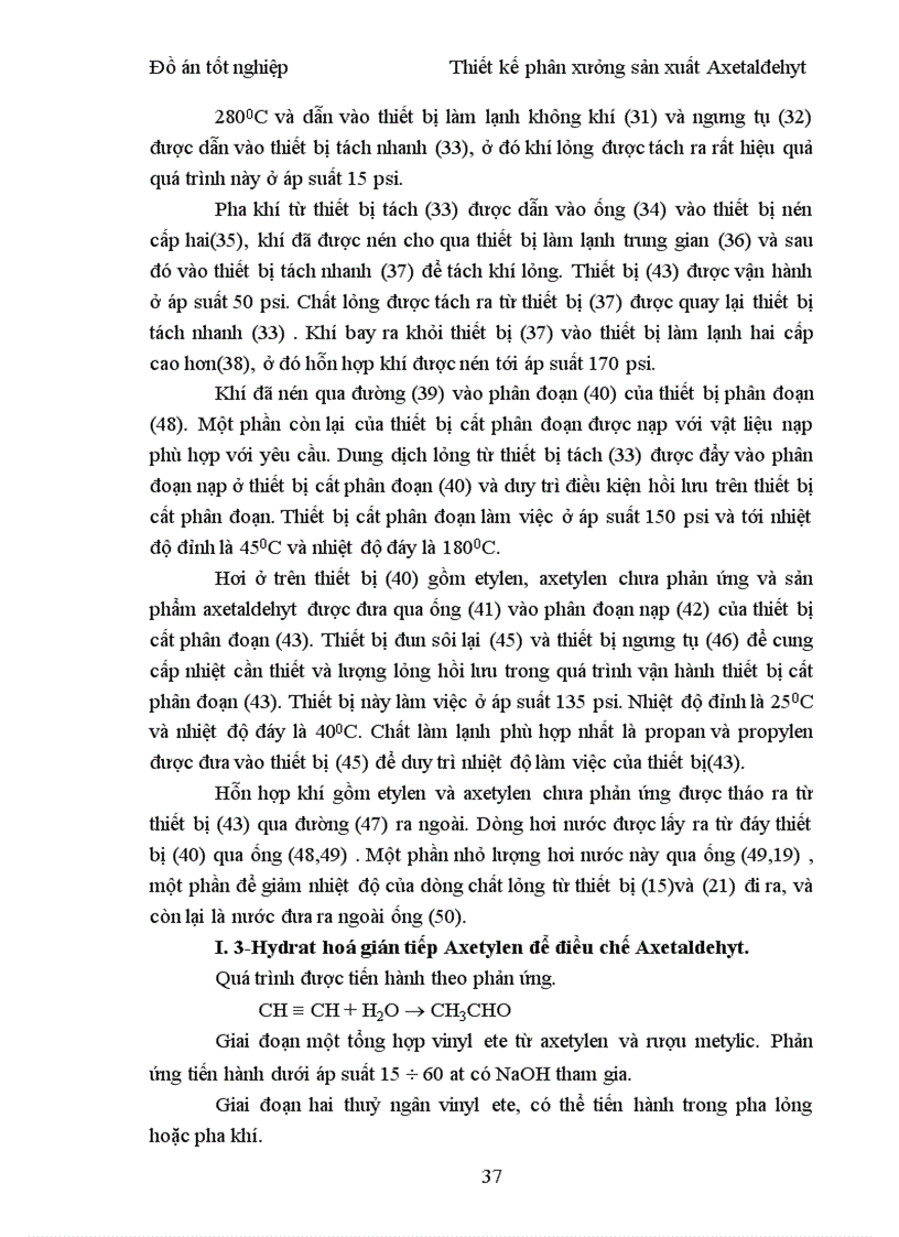 image for page Thiết kế phân xưởng sản xuất Axetaldehyt