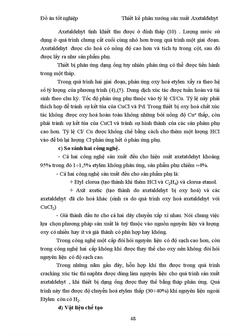 image for page Thiết kế phân xưởng sản xuất Axetaldehyt