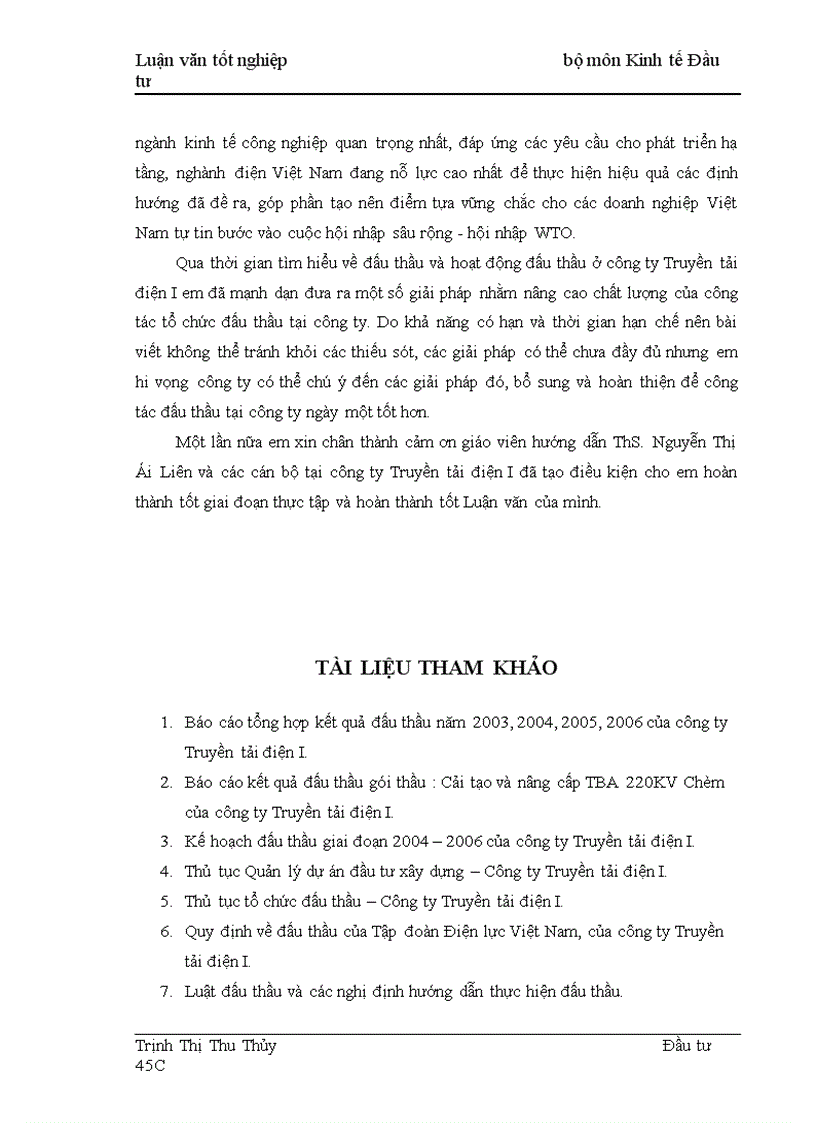 image for page Thực trạng và giải pháp nâng cao hiệu quả công tác tổ chức đấu thầu tại công ty Truyền tải điện I