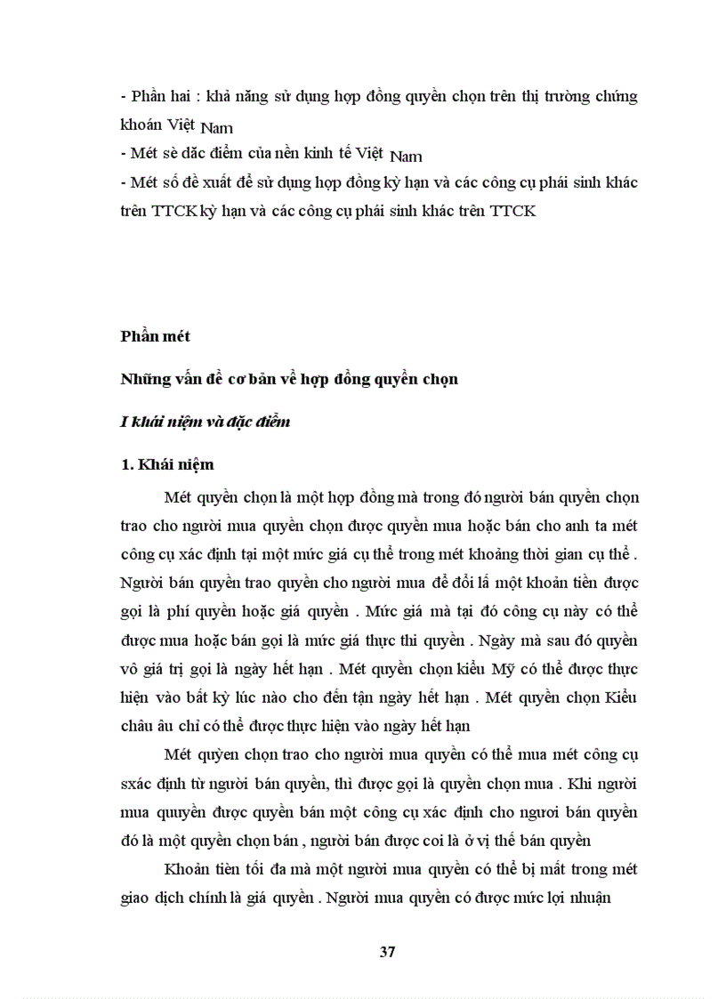 hợp đồng quyền chọn và khả năng phát triển trên thị trường chứng khoán