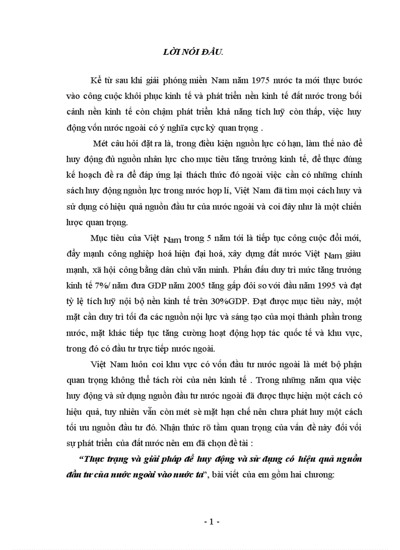 image for page Thực trạng và giải pháp để huy động và sử dụng có hiệu quả nguồn đầu tư của nước ngoài vào nước ta 1